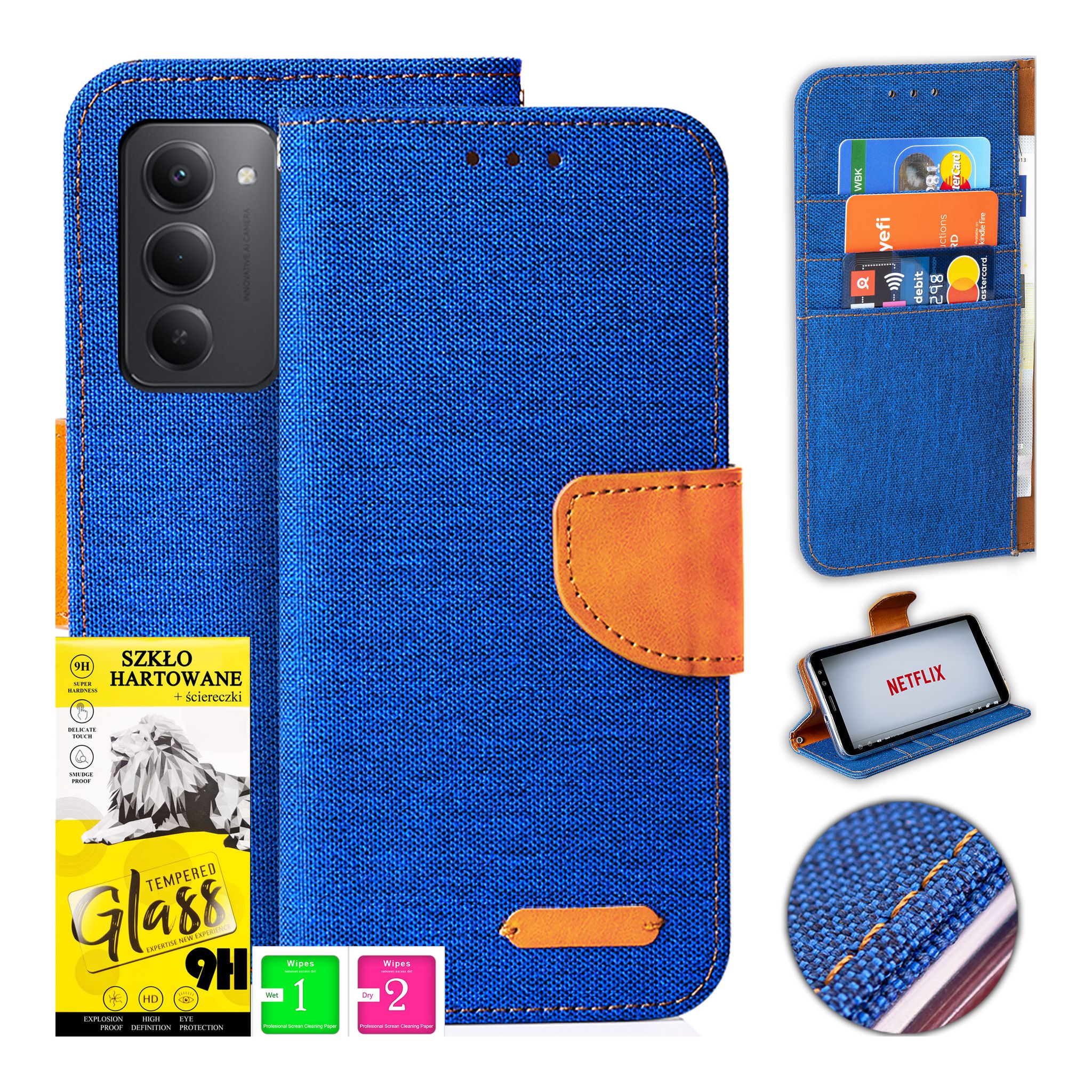 Schutzhülle Für Xiaomi Redmi 15 4g: Canvas-hülle Mit Magnetverschluss Und 9h-glas