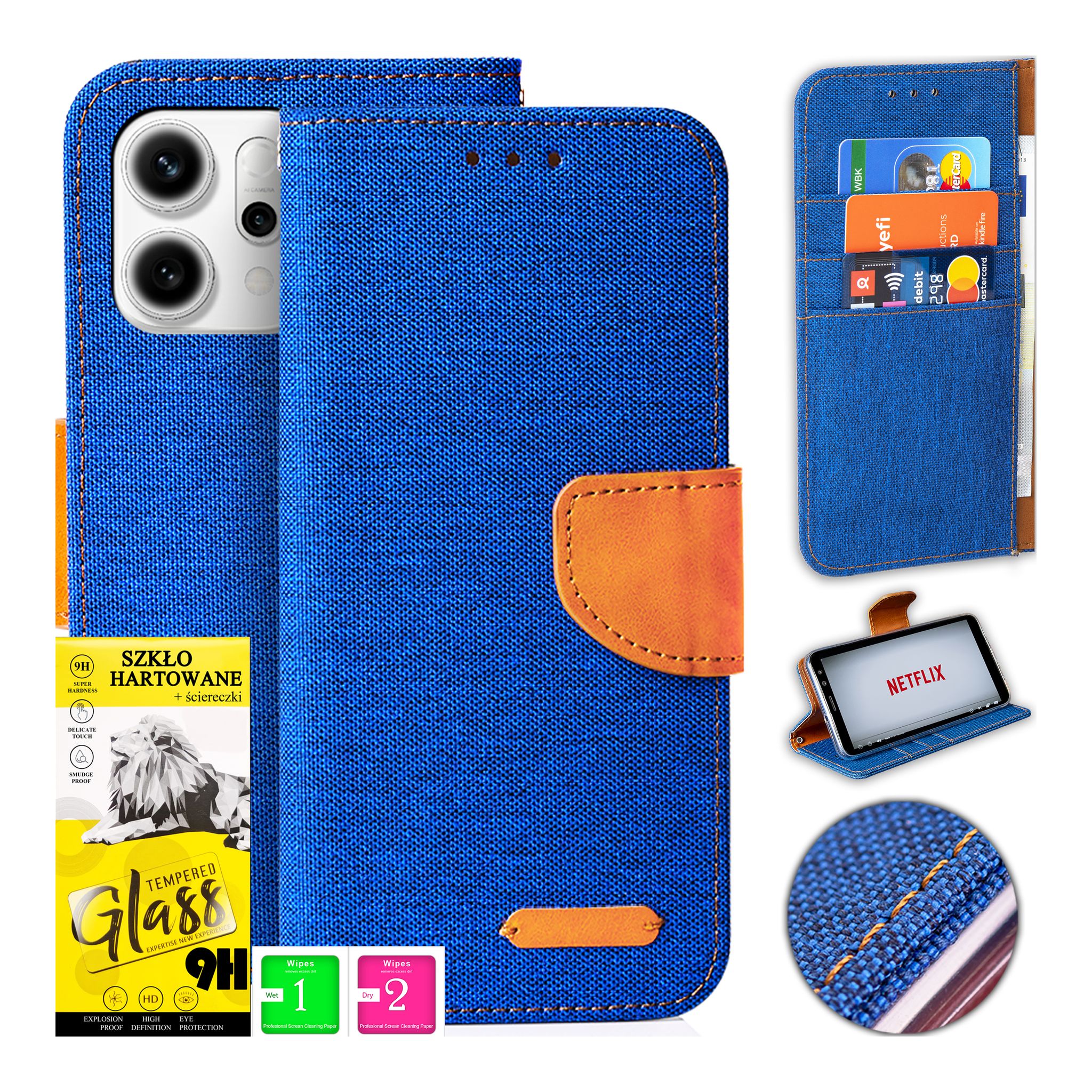 Schutzhülle Für Oppo Reno 14 5g: Canvas-hülle Mit Magnetverschluss Und 9h-glas