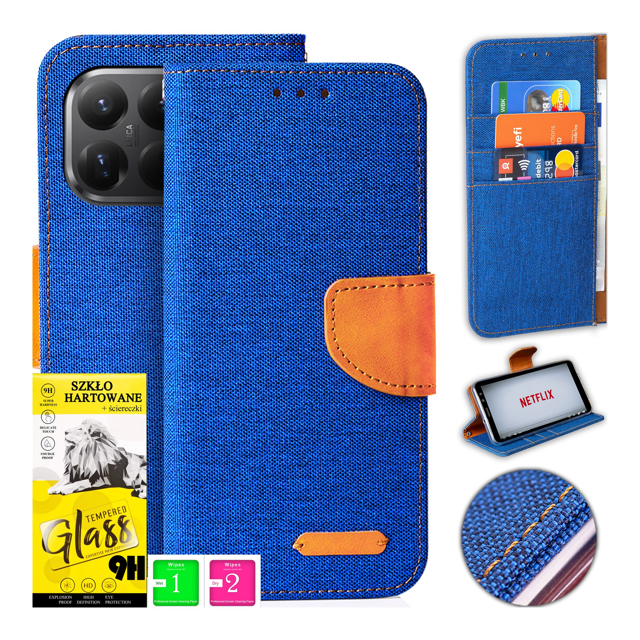 Schutzhülle Für Xiaomi 15t Pro Canvas-hülle, Magnet-wallet-hülle + Glas