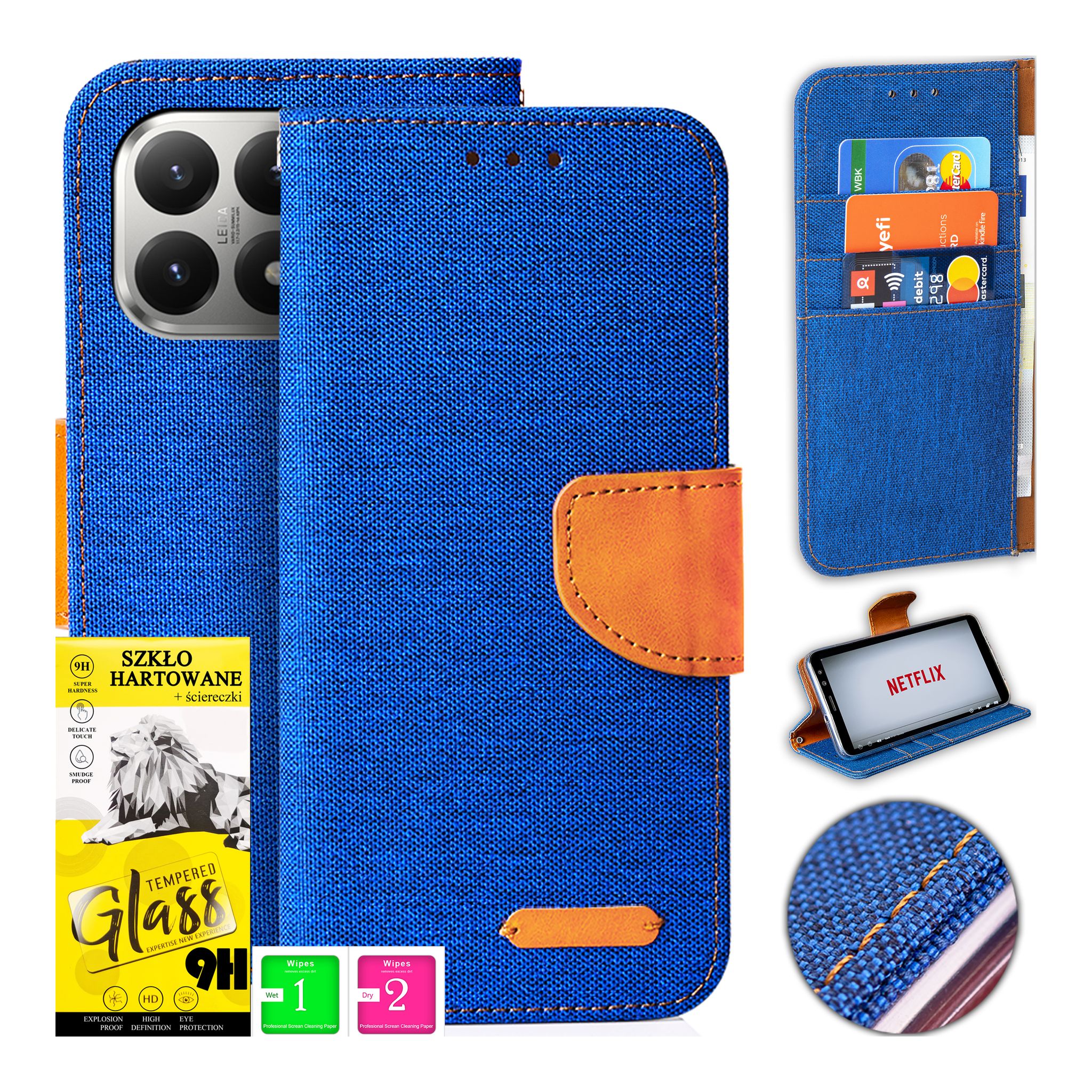 Schutzhülle Für Xiaomi 15t: Canvas-hülle Mit Magnetverschluss Und 9h-glas