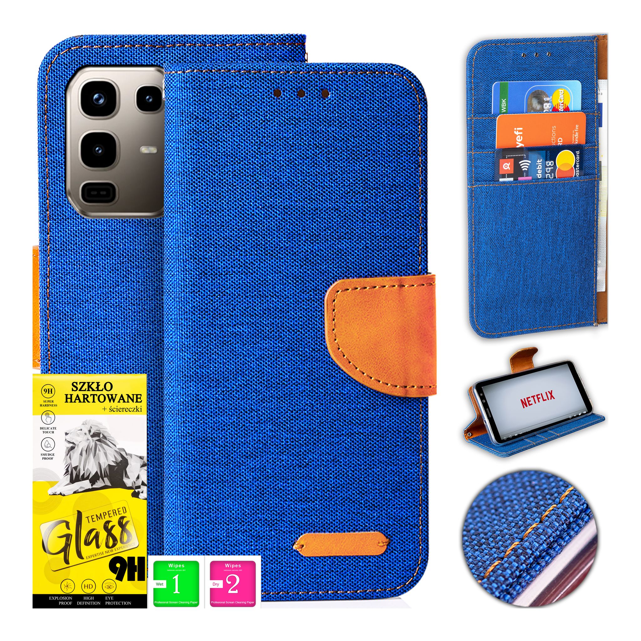 Schutzhülle Für Infinix Note 50 Pro 4g: Canvas-hülle Mit Magnetverschluss + 9h-glas