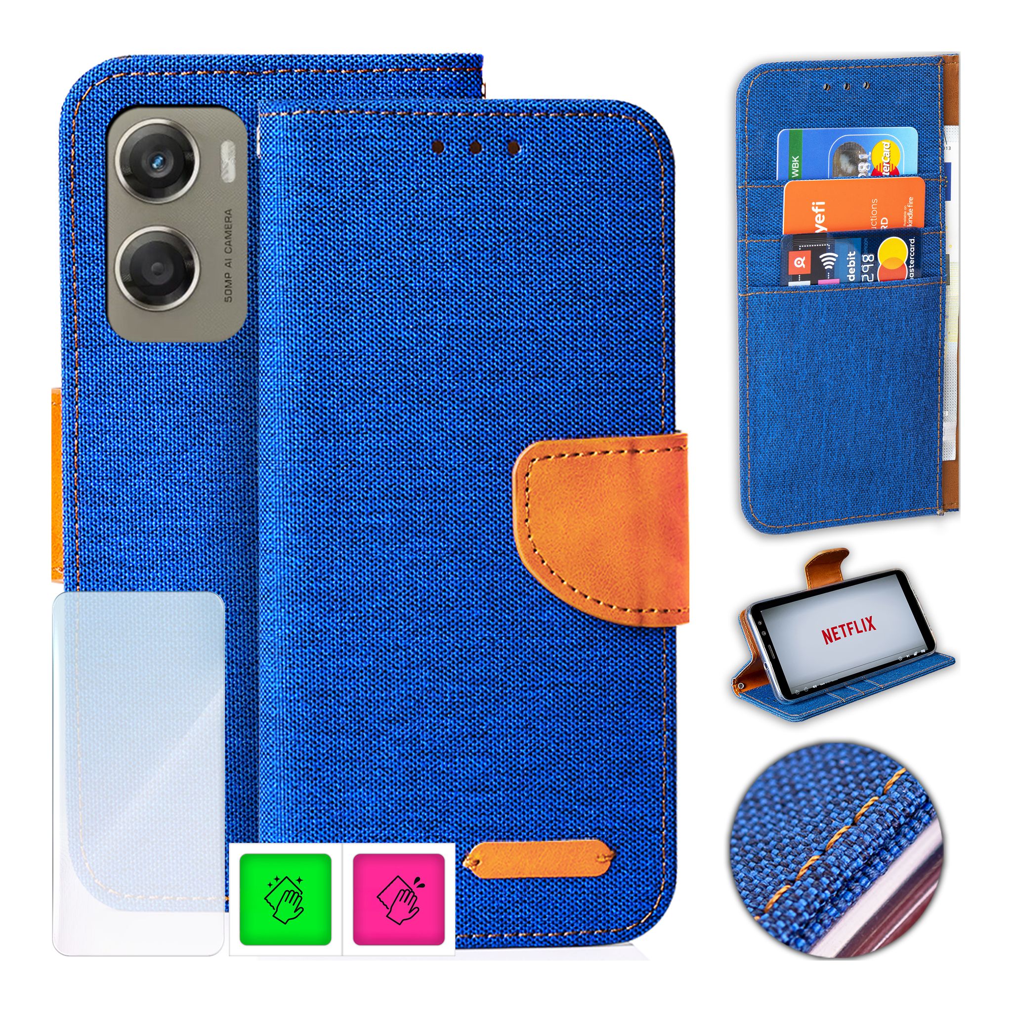 Schutzhülle Für Motorola Moto G06 / G06 Power: Canvas-hülle Mit Magnet Und Glas