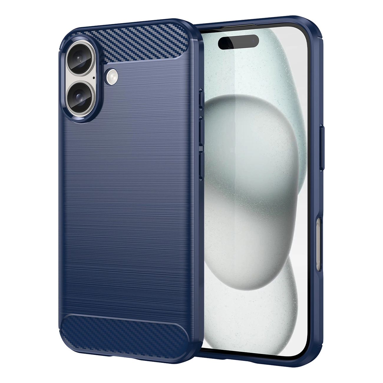 Carbon-hülle Für Iphone 16 Plus – Blau
