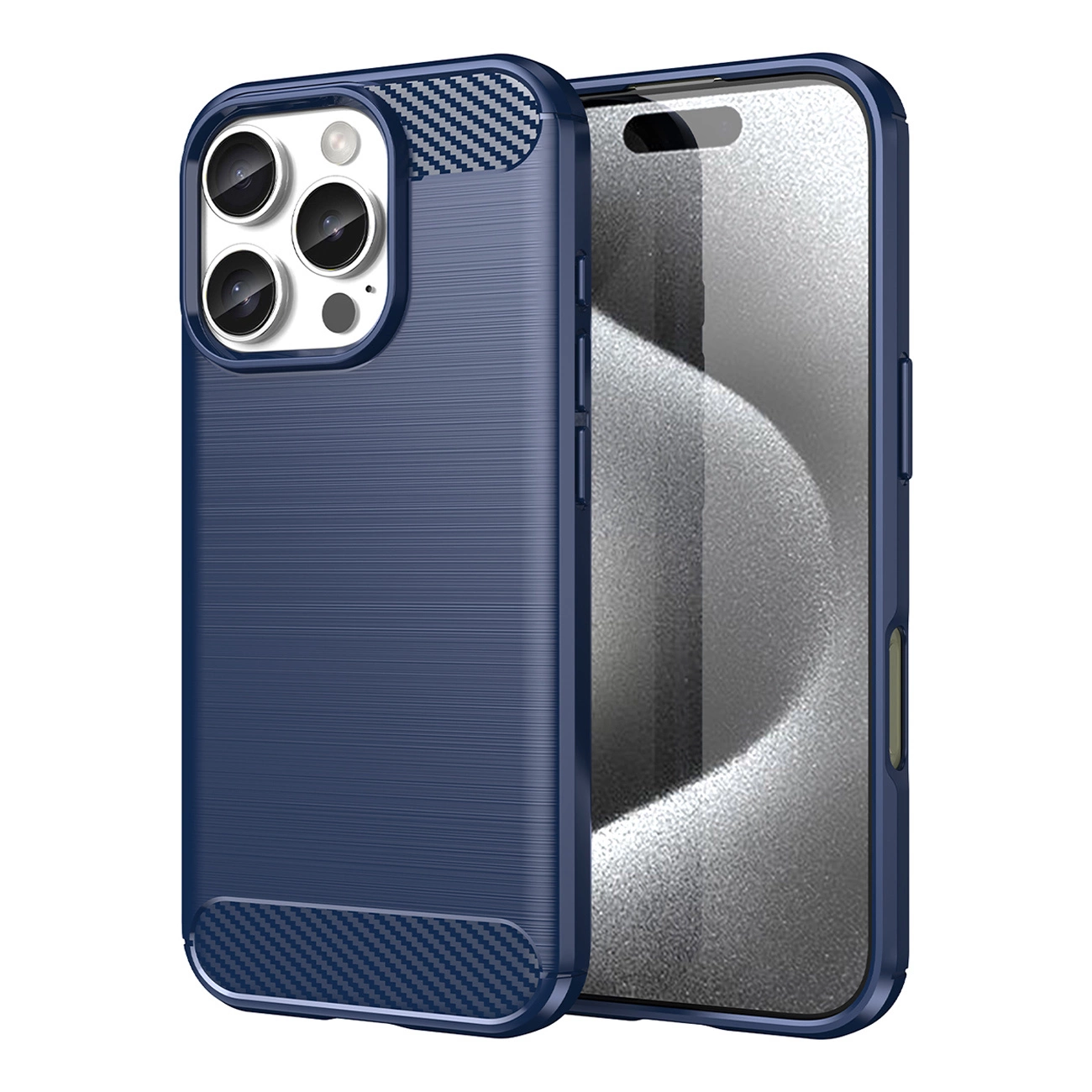 Carbon-hülle Für Iphone 16 Pro Max – Blau