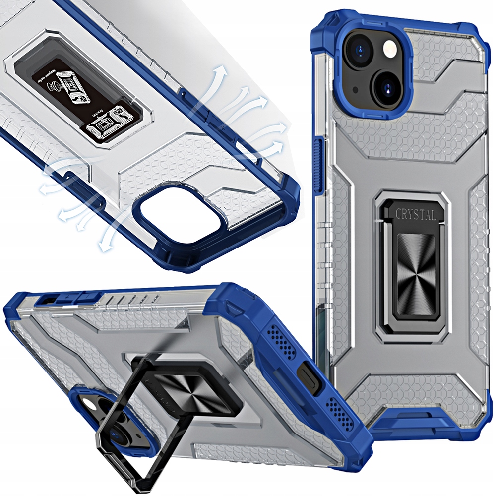 Crystal Ring Case – Gepanzerte Hybrid-schutzhülle Mit Magnethalterung Für Iphone 12 Mini, Blau