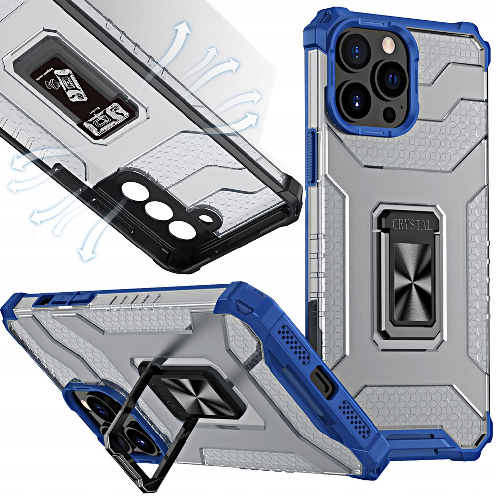 Crystal Ring Case – Gepanzerte Hybrid-schutzhülle Mit Magnethalterung Für Iphone 13 Pro Max, Blau