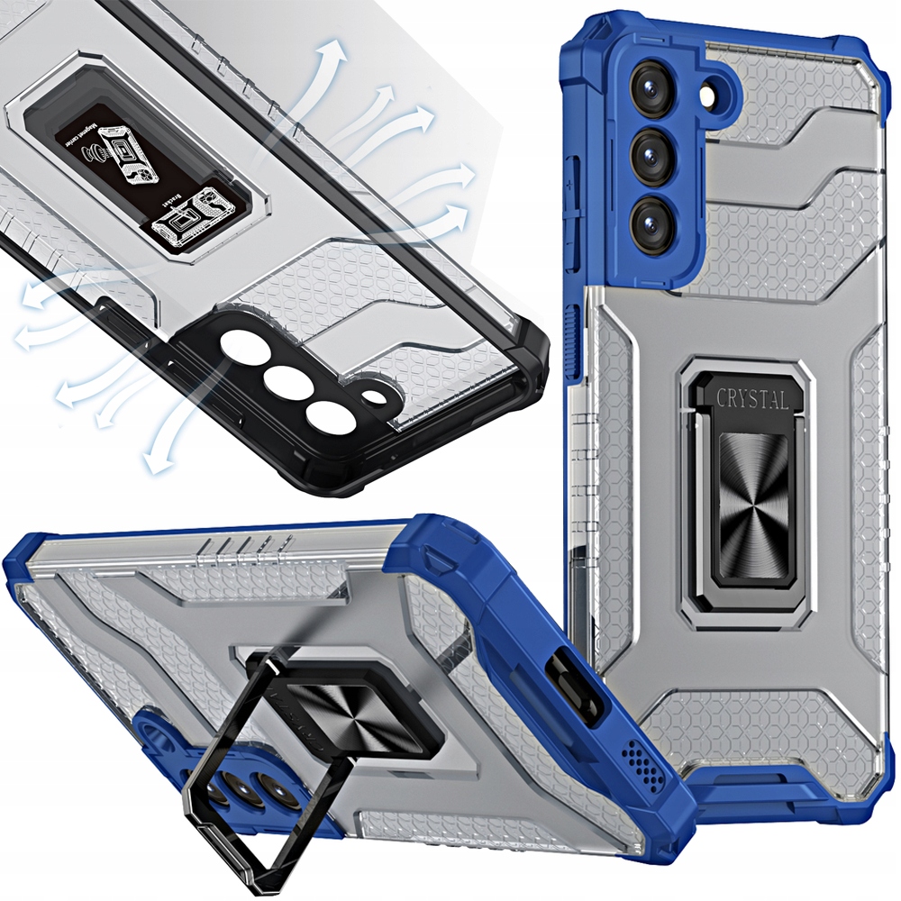 Crystal Ring Case – Gepanzerte Hybrid-schutzhülle Mit Magnethalterung Für Samsung Galaxy S22+ (s22 Plus) – Blau