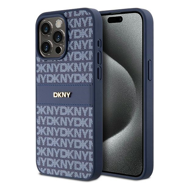 Dkny Dkhcp15xprthslb Iphone 15 Pro Max 6,7" Blaue/blaue Hartschalen-lederhülle Mit Mono-streifen Und Metalllogo