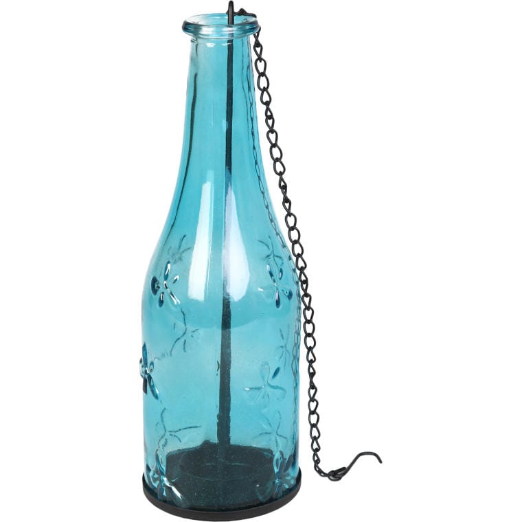 Blaue Hänge-teelichtflasche Mit Einzigartigem Design