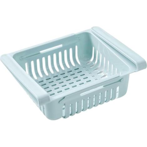 Stück Ausziehbarer Kühlschrankkorb (blau) Verstellbarer Aufbewahrungsbehälter Mit Griff Eierhalter Und Schubladenfach Für Obst, Gemüse, Snacks Und Mehr