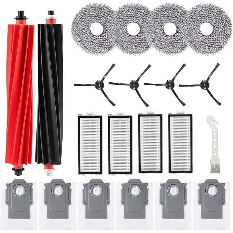 21-teiliges Zubehörset Für Den Roborock Qrevo Master/qrevo Slim Saugroboter, 2 Hauptbürsten, 4 Tücher, 6 Staubbeutel, 4 Seitenbürsten, 4 Hepa-filter, 1 Reinigungsbürste