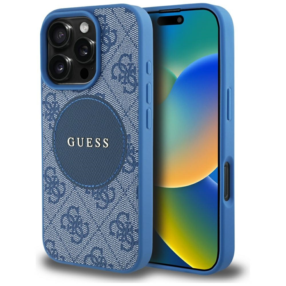 Guess 4g Circle Classic Logo Magsafe Hülle Für Iphone 16 Pro Blau