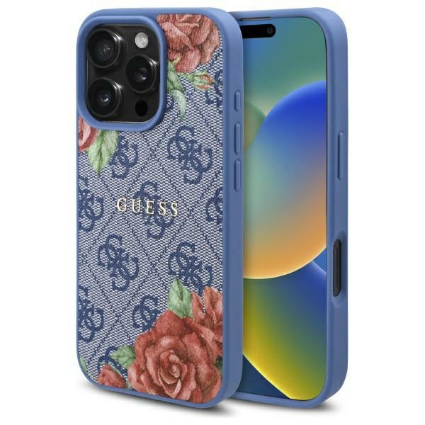 Guess Guhmp16xp4ropemcb Iphone 16 Pro Max 6,9" Blau/blau Hartschalenetui 4g Blumenmuster Magsafe