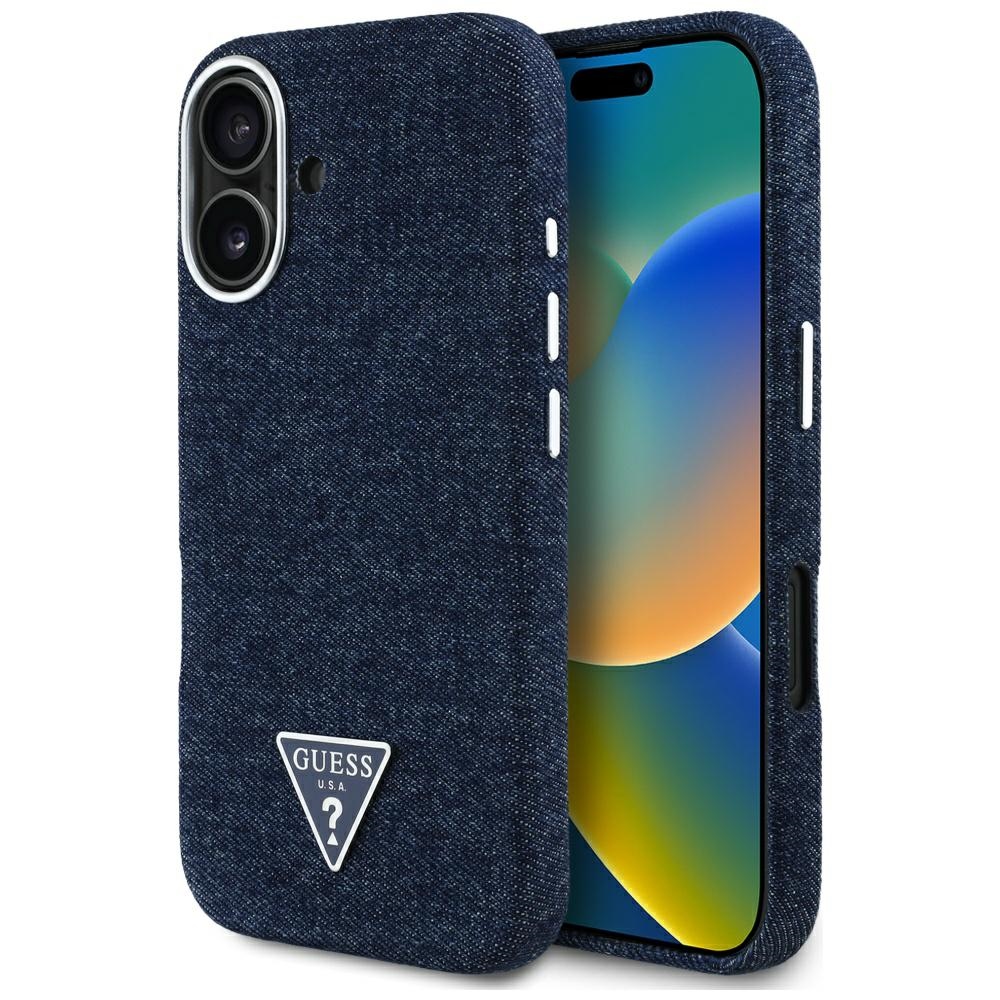 Guess Denim Triangle Logo Magsafedo Iphone 16 Hülle Blau