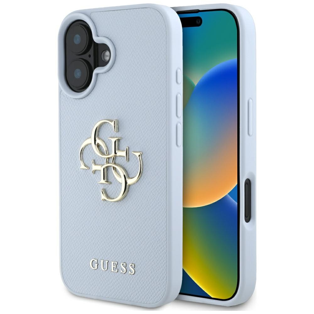 Guess Grained Big 4g Logo Small Classic Logo Hülle Für Iphone 16 Blau