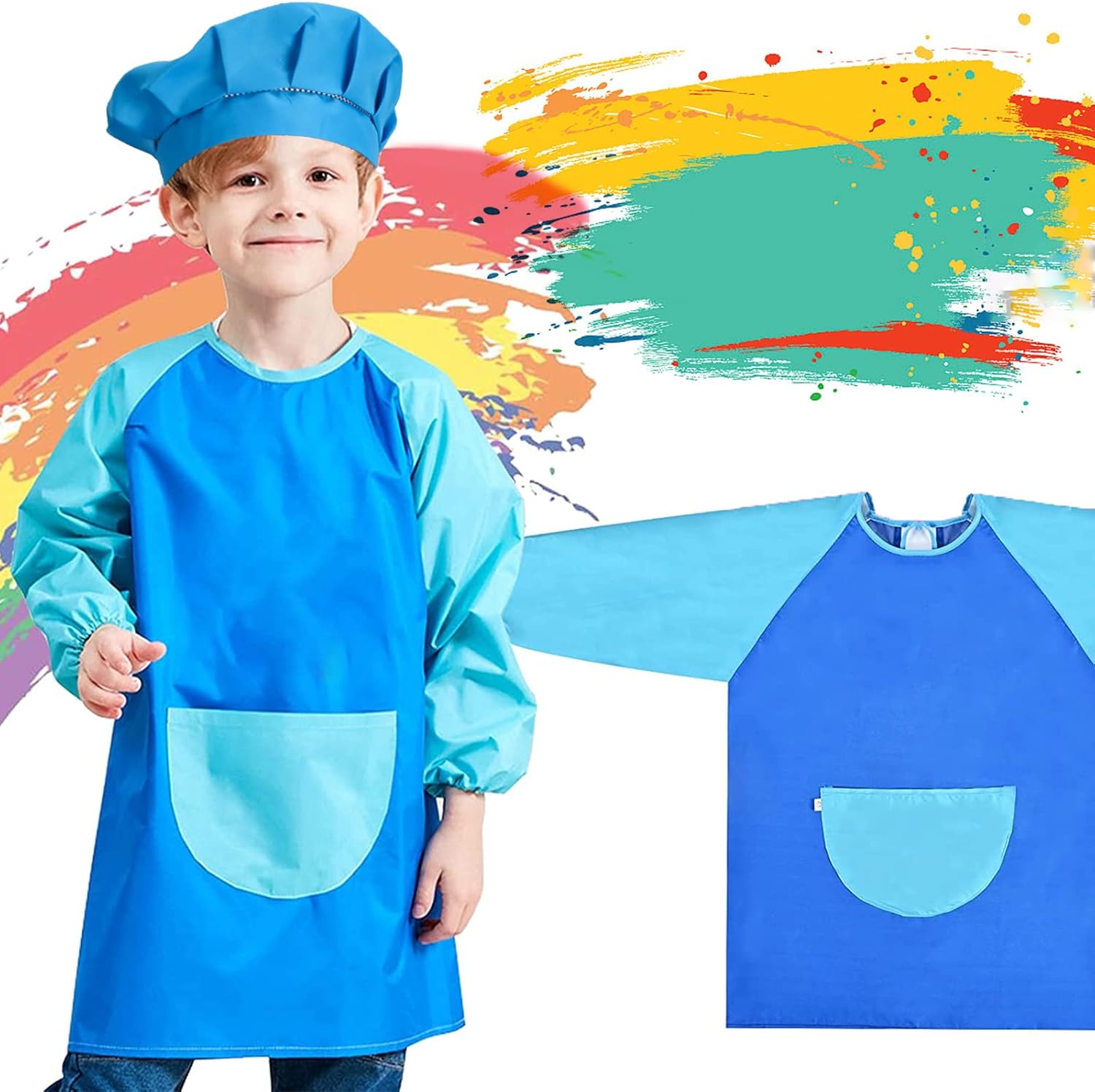 Schutzschürze Mit Haube, Blau, Wasserdicht, 7-11 Jahre