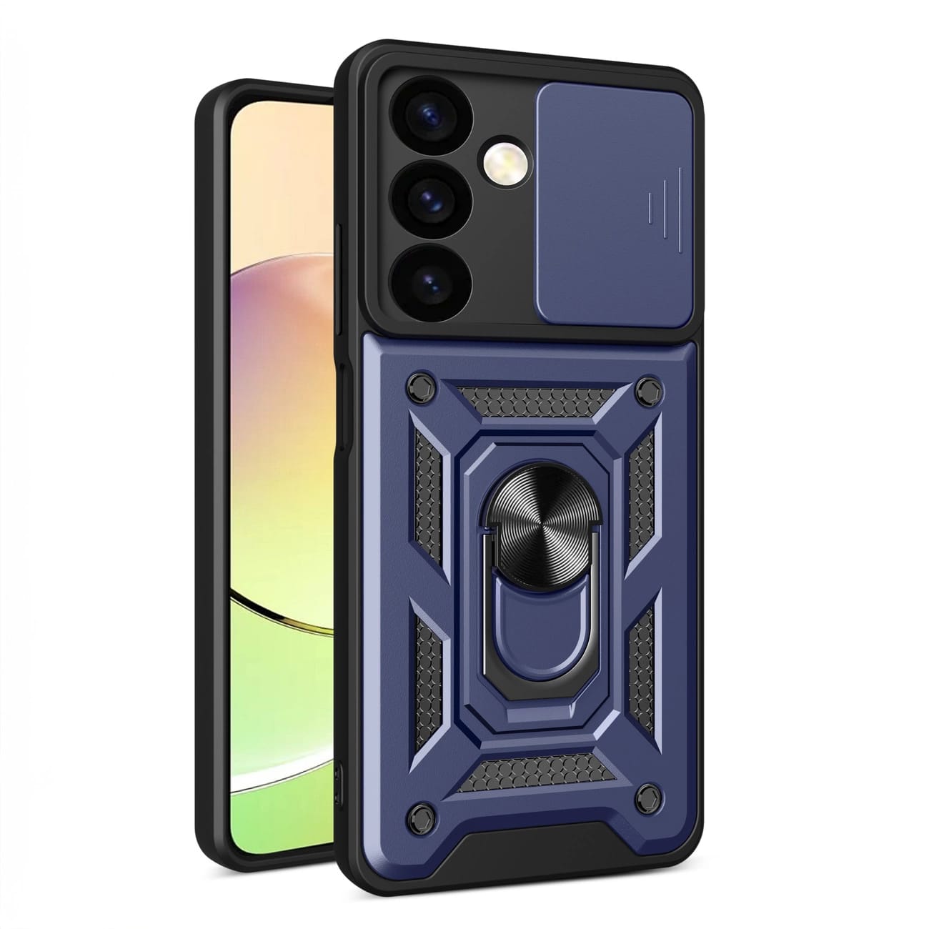 Hybrid Armor Camshield Schutzhülle Für Xiaomi Poco C65 / Redmi 13c Mit Kameraabdeckung – Blau
