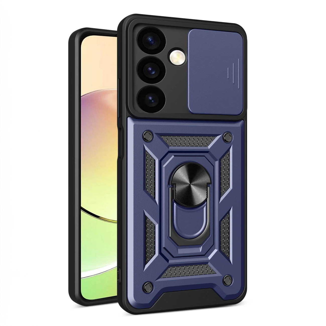 Hybrid Armor Camshield Für Samsung Galaxy A15 Mit Kameraabdeckung – Blau