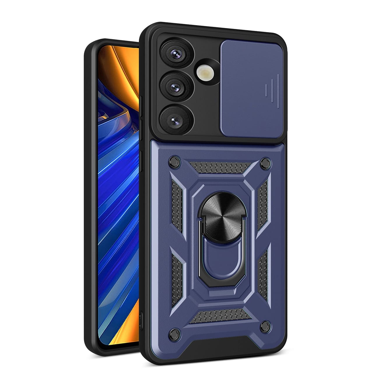Hybrid Armor Camshield Schutzhülle Mit Kameraabdeckung Und Metallring Für Samsung Galaxy S25 – Blau