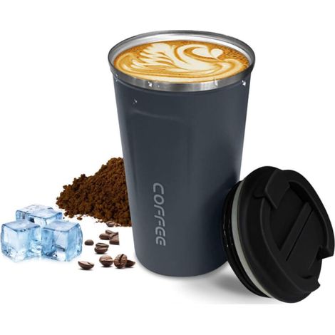 (blau, 510 Ml) Auslaufsichere Und Wiederverwendbare Reisebecher Mit Deckel, Isolierte Edelstahlbecher, Thermobecher Für Heiße Und Kalte Getränke Für Männer Und