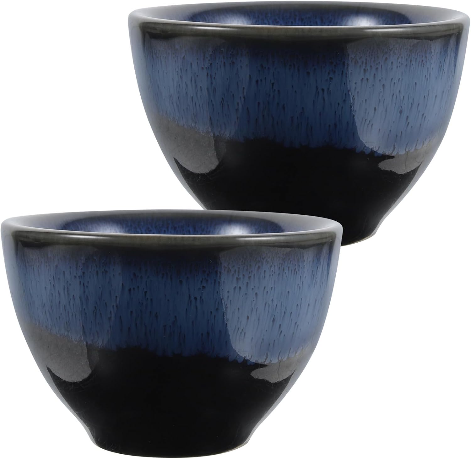 2 Stück Japanische Keramik Sakebecher Groß Blau Serviertassen Für Sake Und Tee Glatte Milde Porzellanbecher Für Haus Küche