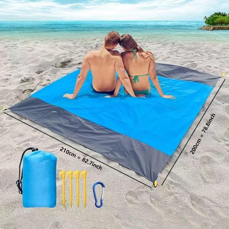 (blau) Strandmatte/picknickdecke 200x210cm Ultraleichte Stranddecke Wasserdicht Outdoor Strandmatte Für Strand, Camping, Tragbar Schnelltrocknend.
