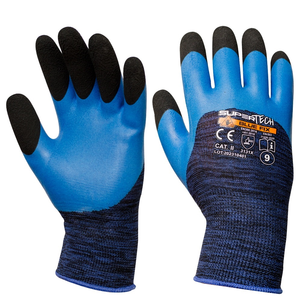 Schutzhandschuhe, Geschäumter Latex, Super Tech, Blau, Fix R.8 - 12.0 Par - Rek Top1 8