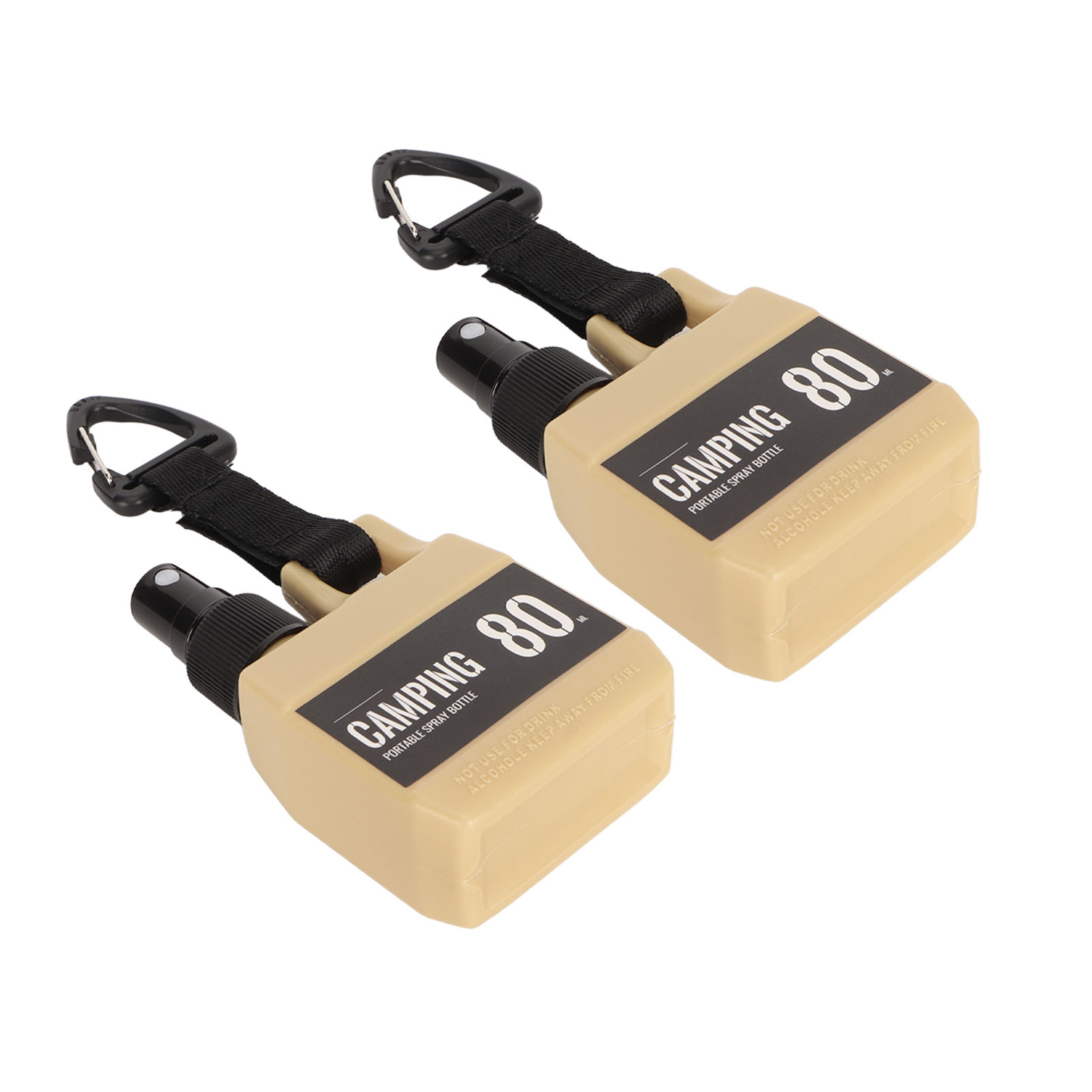 Packung Mit 2 X 80 Ml (2,7 Oz) Sprühflaschen Zum Aufstecken, Reisegröße, Mit Schlaufe, Khakifarben.