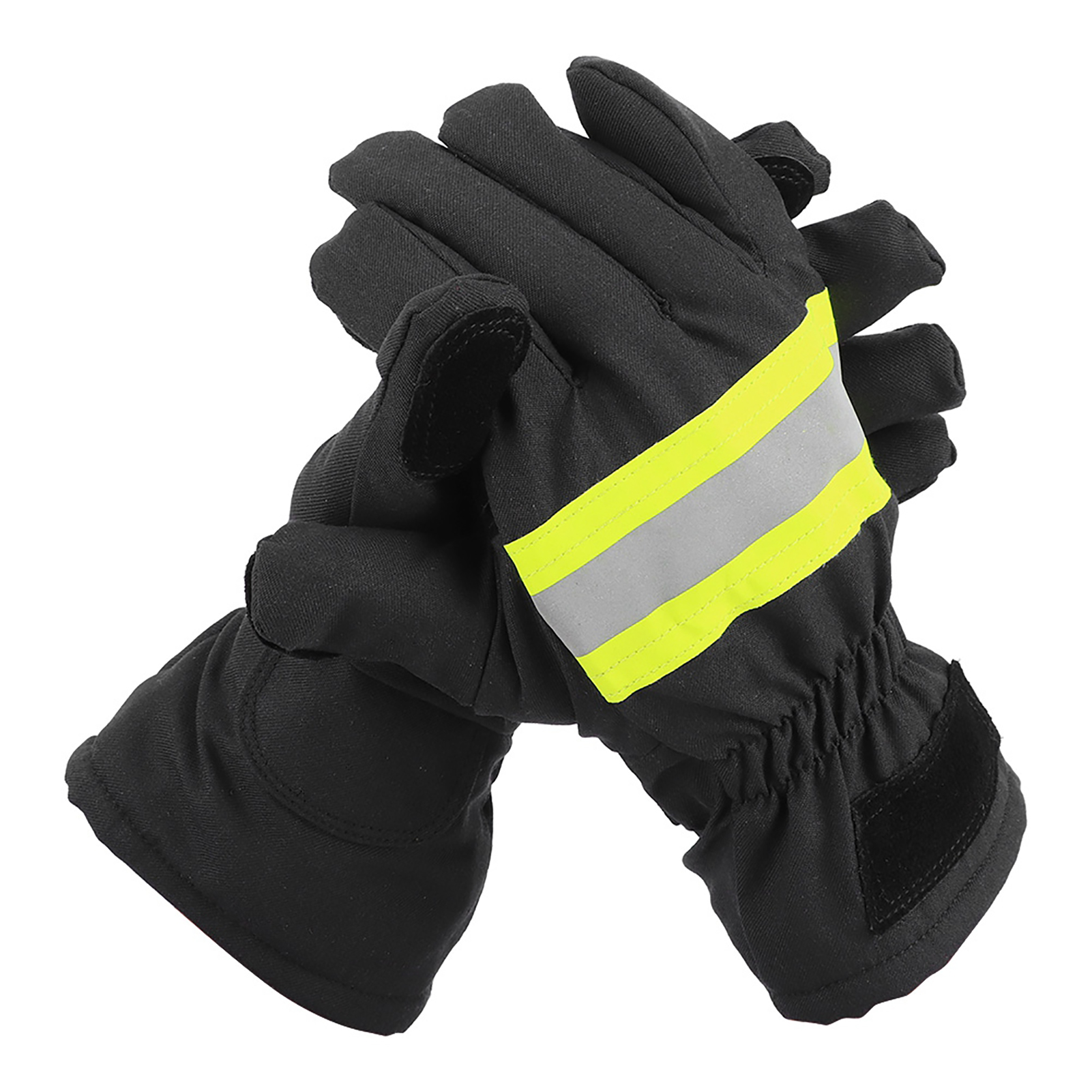 Feuerfeste, Hitzebeständige, Wasserdichte Und Atmungsaktive Feuerwehrhandschuhe Zum Schutz Der Hände, Schwarz Und Gelb.