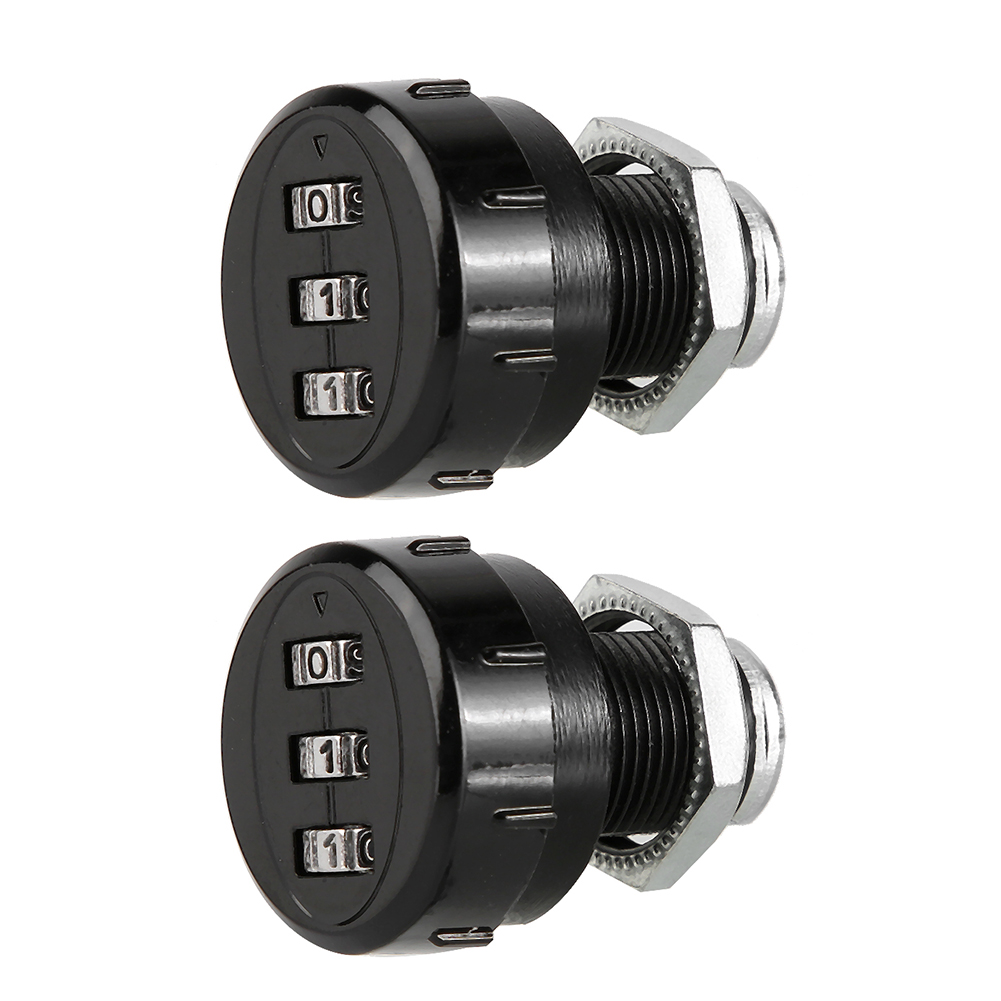 Set Aus 2 Mechanischen 3-stelligen Zahlenschlössern Aus Zinklegierung Für Schränke, Kleiderschränke Oder Briefkästen, Schwarz, 20 Mm / 0,79 Zoll