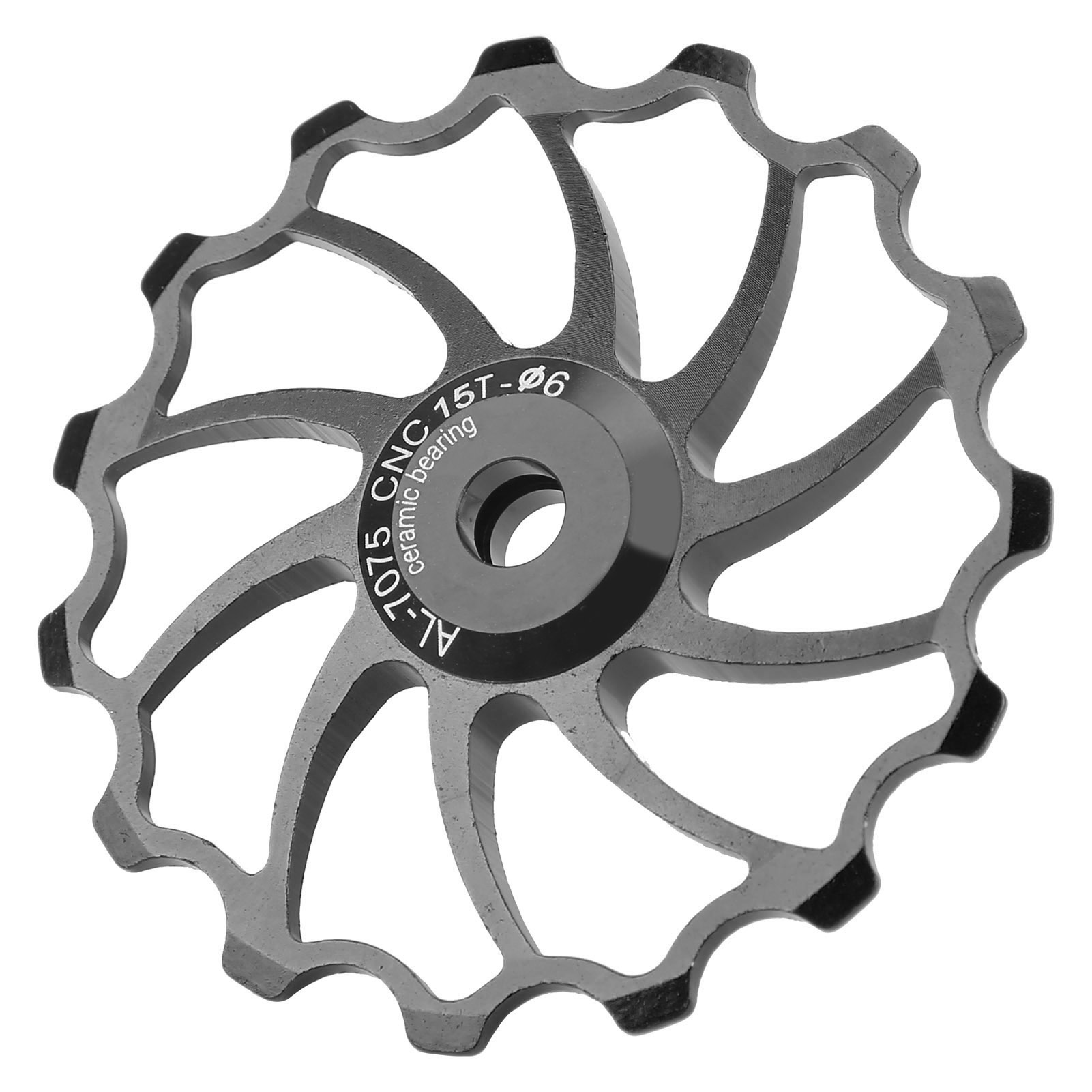 15-zahn-führungsrolle Aus Aluminiumlegierung Mit Keramiklagern Für Mountainbike-schaltwerk, Schwarz