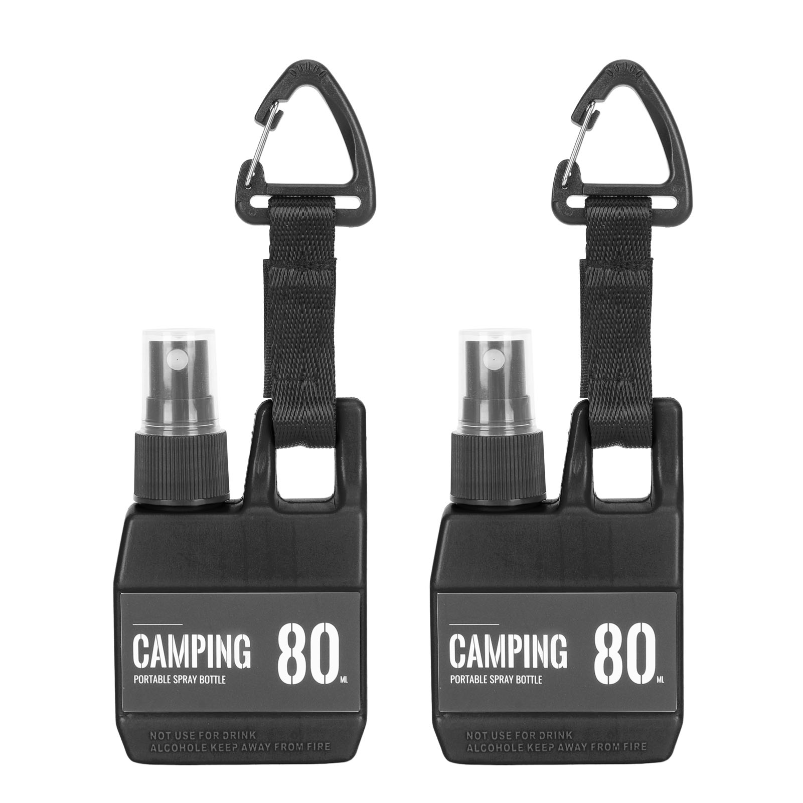 Set Mit 2 X 80 Ml (2,7 Oz) Reise-sprühflaschen Mit Schlaufe, Schwarz