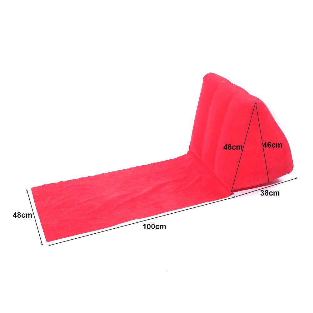 Aufblasbare Dreieckige Strandmatte Aus Beflocktem Pvc, Dunkelblau, Ideal Für Camping Und Strand.