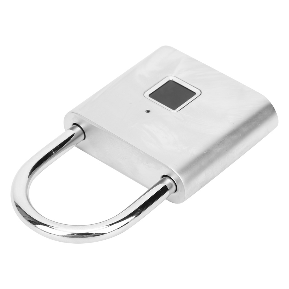 Aufladbares, Intelligentes Fingerabdruckschloss Mit Led-sicherheitsleuchte Über Usb Für Rucksack, Gepäck Und Schließfach (silber)