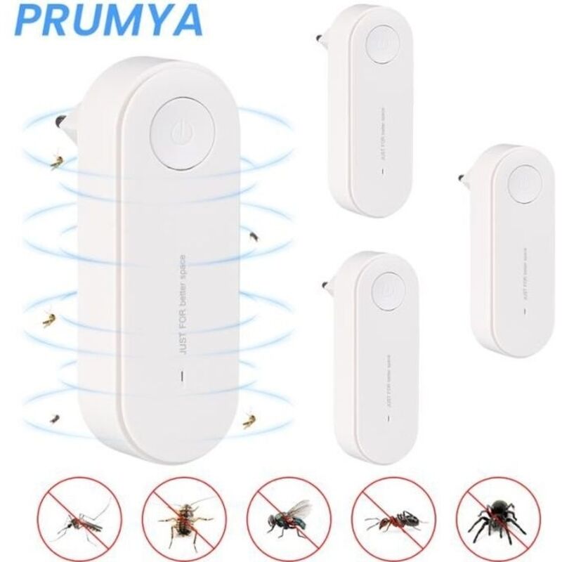 Prumya 4-teiliges Ultraschall-abwehrgerät Mit Automatischem Frequenzumschalter - Vertreibt Mäuse, Mücken, Kakerlaken Und Fliegen