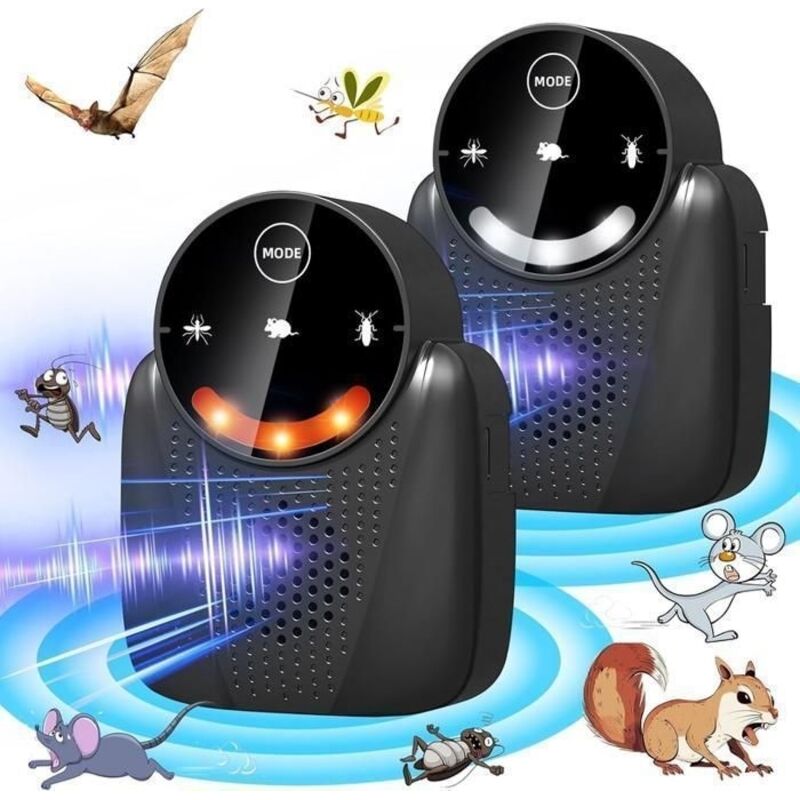2 Stück Rattenabwehrmittel, Zum Selbstgebrauch, Ultraschall, Ungiftig, Mit Led-licht, Klebefläche Für Insekten, Gegen Ratten/mäuse/kakerlaken