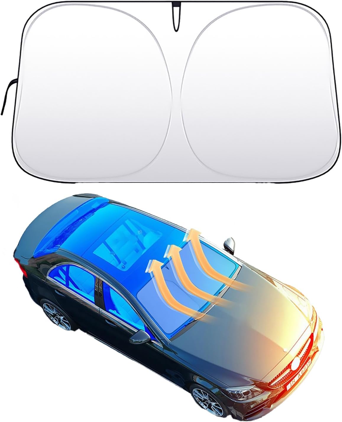 Sonnenschutz Fürs Auto, Sonnenschutz Für Den Innenraum, Sonnenschutz, Front-sonnenschutz, Windschutzscheiben-sonnenschutz Für Den Sommer, Uv-schutz Gegen Hitze, Faltbar, 140 X 70 Cm