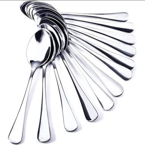 Set Mit 12 Kleinen Ovalen Teelöffeln Aus Edelstahl – 12 Cm