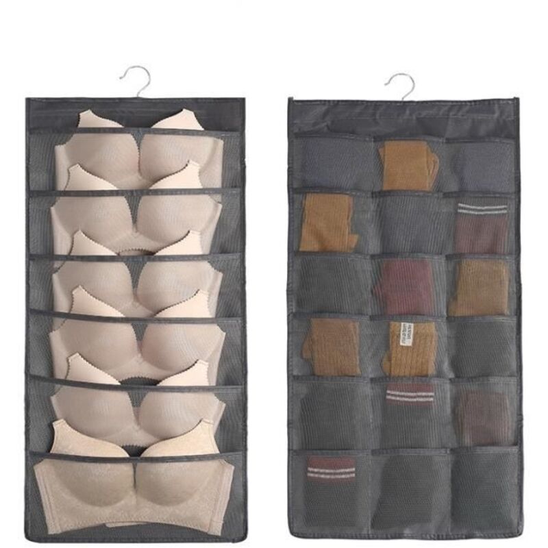 Hängeorganizer, 24 Hängeaufbewahrungstaschen Für Bhs, Unterwäsche, Slips Und Socken (grau)