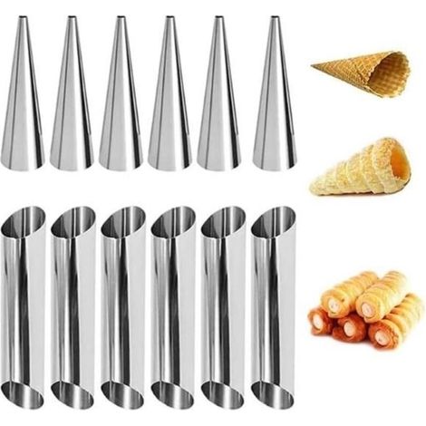 Set Mit 12 Antihaftbeschichteten Cannoli-formen Aus Edelstahl – Für Sahnetüten – Backutensilien