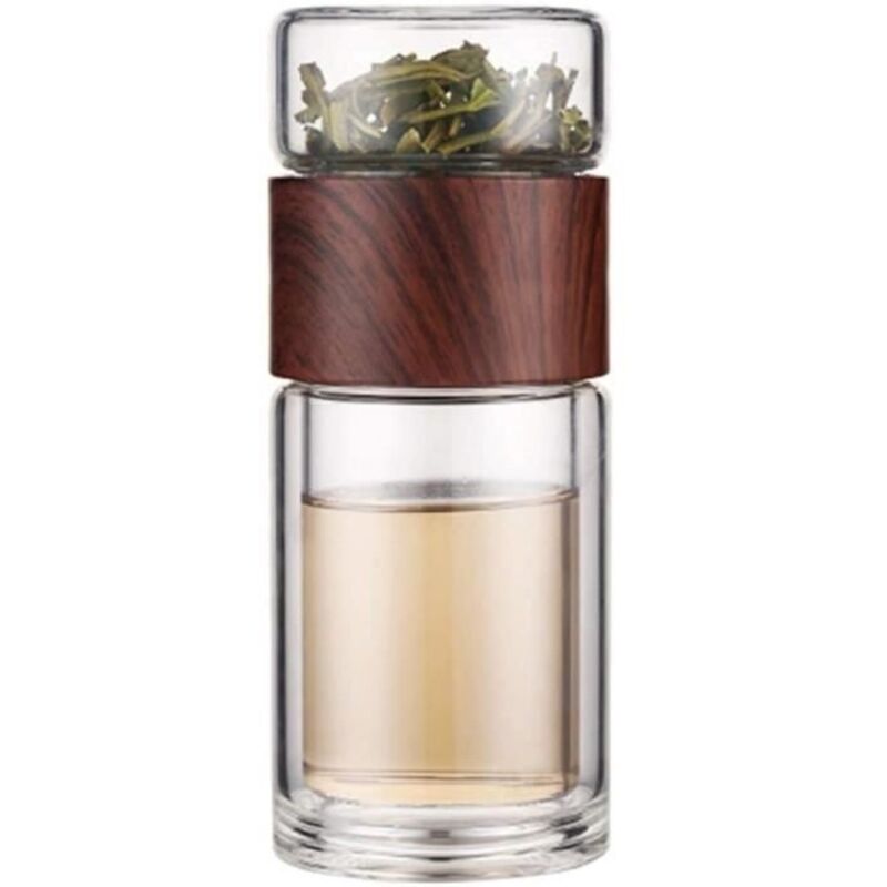 Doppelwandiger Glas-tee-ei, Glasbecher, Wasserflasche, Trinkbecher, Reisebecher, Teetasse, 300-ml-flasche