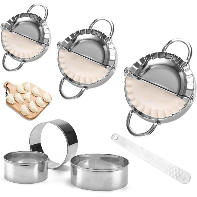 Set Mit 7 Ravioliformen Aus Edelstahl, Ravioliformen In 3 Größen Und Mehlringausstecher Mit Fülllöffel