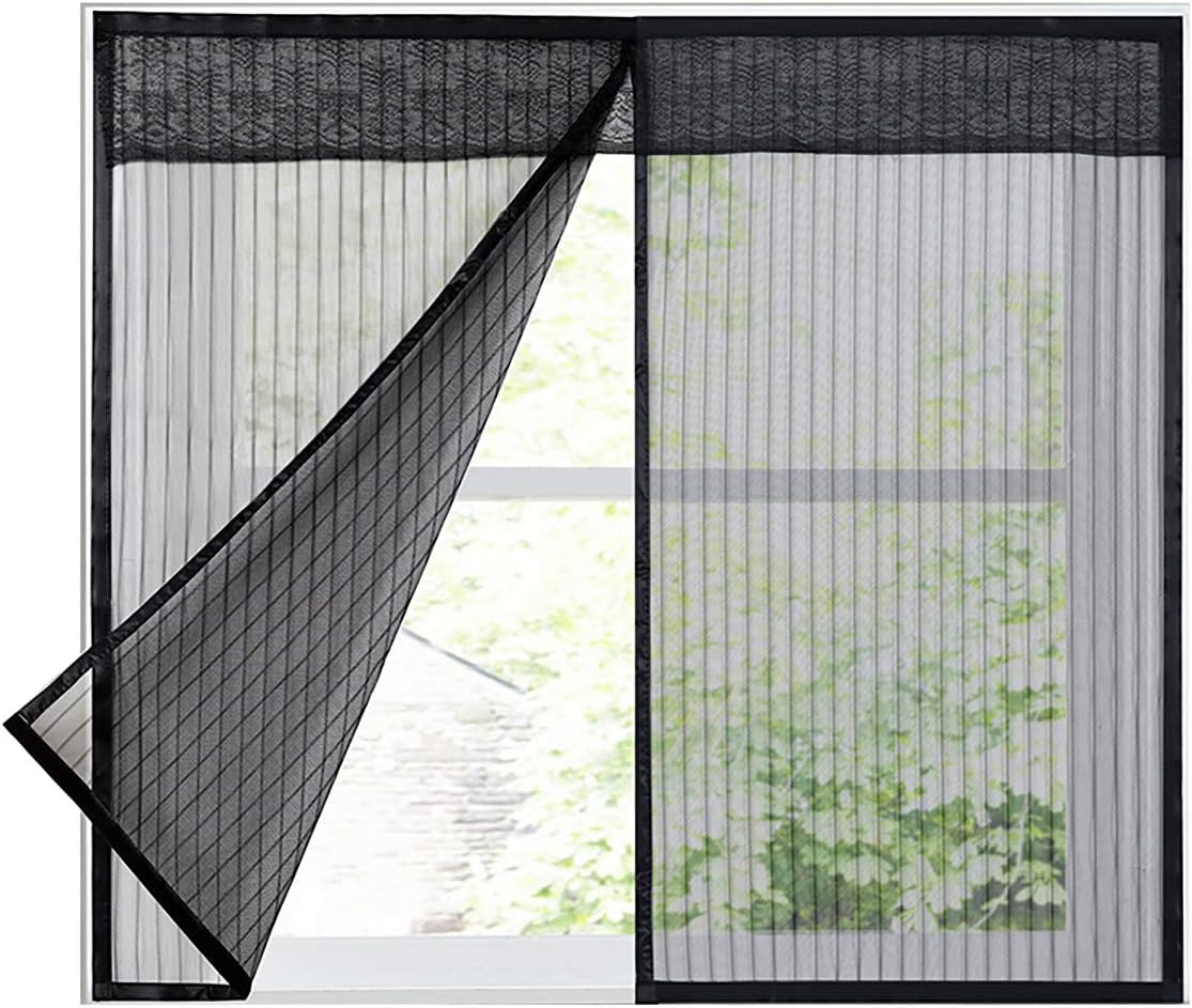 Magnetisches Fenster-moskitonetz Mit Insektenschutz-klettverschluss, Schwarz, 100 X 120 Cm