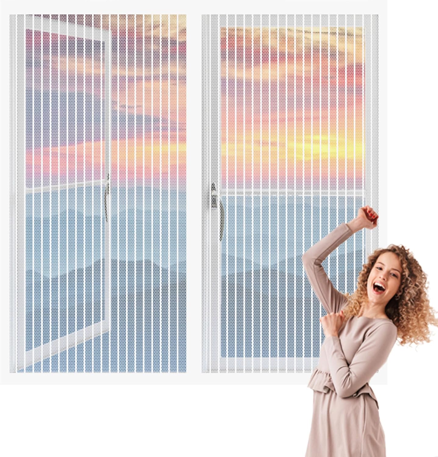 Fenster-moskitonetz 120 X 80 Cm, Automatischer Moskitonetzvorhang Mit Starken Magneten, Automatischer Schließung, Verhindert Das Eindringen Von Mücken, Weiß
