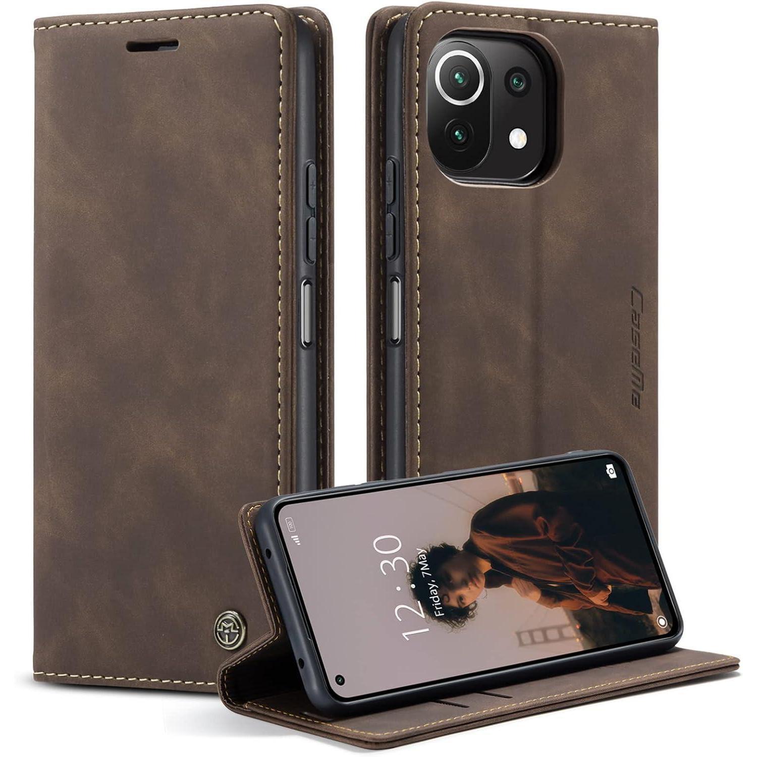 Caseme Xiaomi 11 Lite 5g Ne Leder Hülle Flip Magnet Tasche - Kaffee