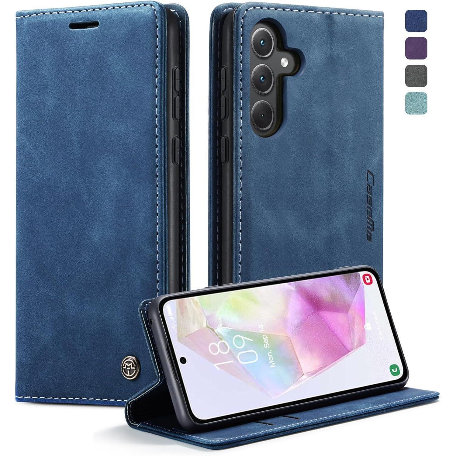 Kzb Samsung Galaxy A35 5g Handyhülle Leder Blau Magnet Standfunktion