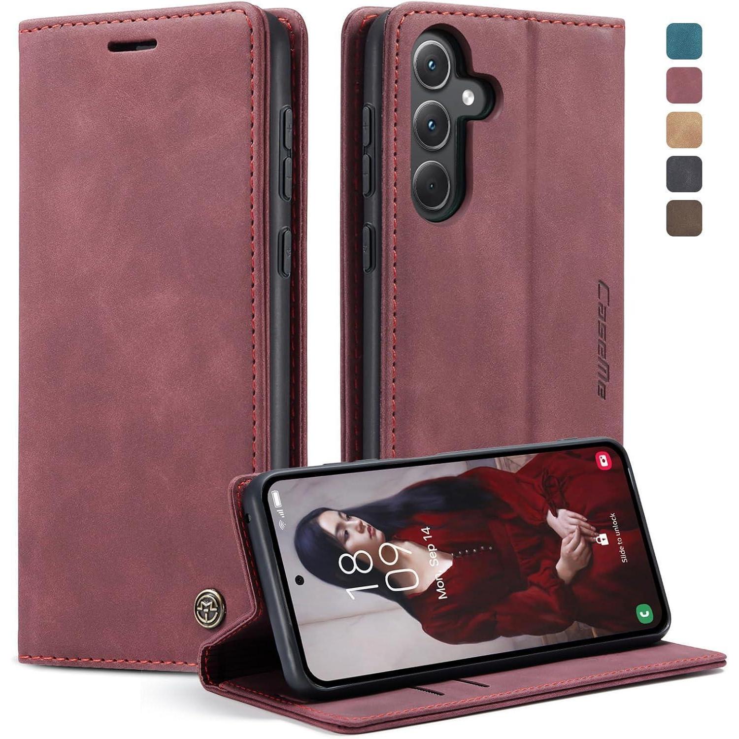 Kzb Samsung Galaxy A35 5g Handyhülle Leder Flip Case Weinrot