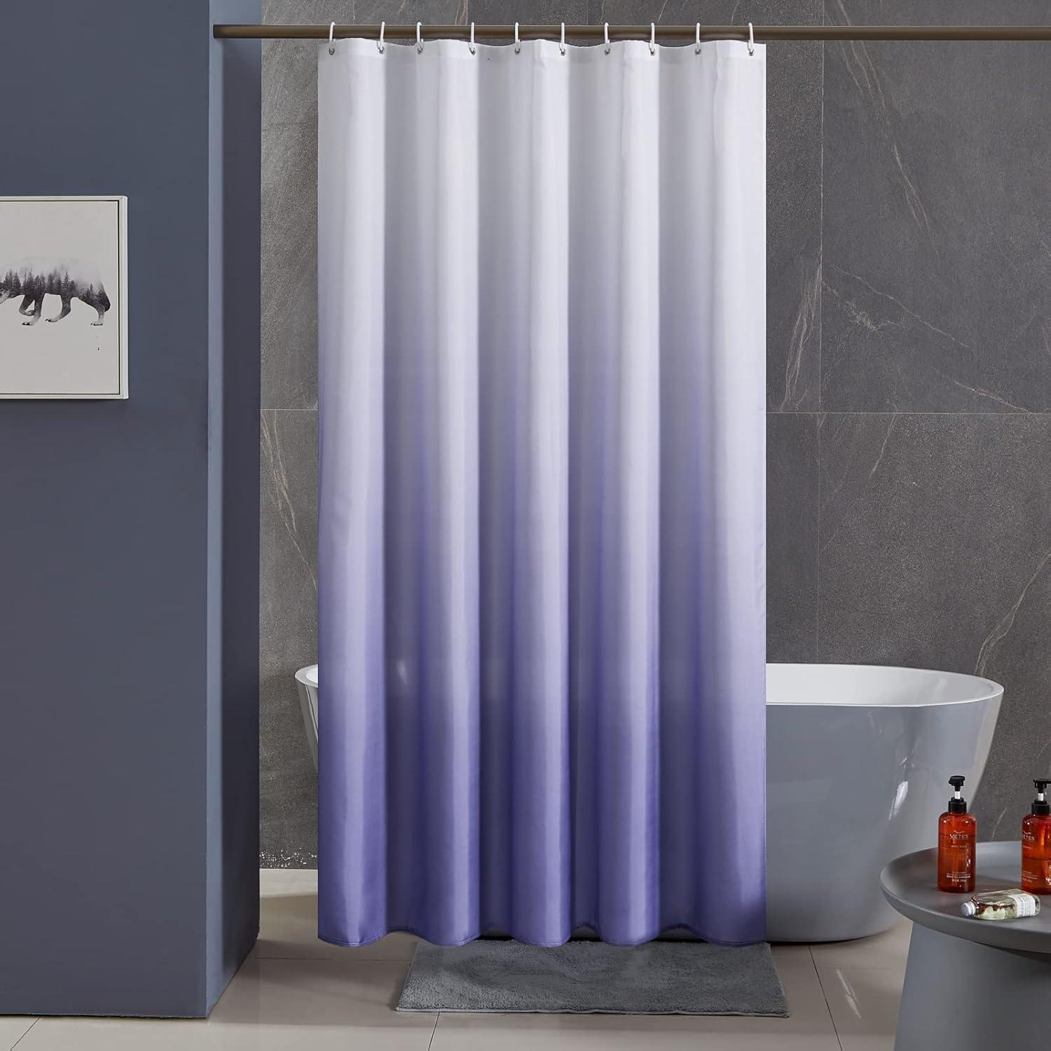 Duschvorhang 180x180cm Anti-schimmel Wasserdicht Stoff Lila 12 Duschringe