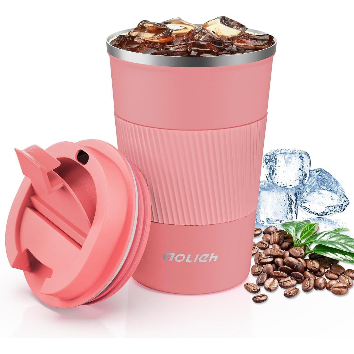 Aolieh Thermobecher Kaffeebecher Edelstahl Travel Mug 380ml Grapefruit
