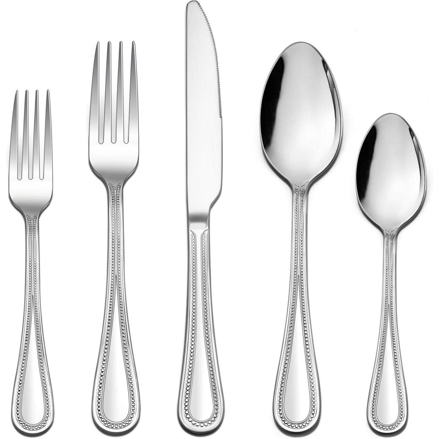 Besteck 30teilig 6personen Edelstahl Besteck Set Mit Perlen-rand Griff